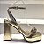 Sandália Salto Bloco 12cm Tira Trançada em Strass Ouro Light - Imagem 5