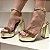 Sandália Salto Bloco 12cm Tira Trançada em Strass Ouro Light - Imagem 1