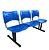 Longarina Cadeira 3 Lugares Iso Plástica Coluna Dupla Para Recepção Auditório e Clinica Azul - Imagem 1