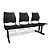 Longarina 3 Lugares Versat Assento Encosto Plástico Coluna Dupla Para Recepção Escritório Preta - Imagem 1