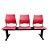 Longarina 3 Lugares Versat Assento Encosto Plástico Coluna Dupla Para Recepção Escritório Vermelha - Imagem 2