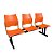 Longarina 3 Lugares Versat Assento Encosto Plástico Coluna Dupla Para Recepção Escritório Laranja - Imagem 3