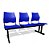 Longarina 3 Lugares Versat Assento Encosto Plástico Coluna Dupla Para Recepção Escritório Azul - Imagem 1