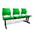 Longarina 3 Lugares Versat Assento Encosto Plástico Coluna Dupla Para Recepção Escritório Verde - Imagem 1