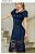 Vestido longuete em renda com detalhes na manga - Imagem 1