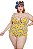 Maiô plus size com bojo e babadinhos floral amarelo - Imagem 1