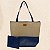 Bolsa de Praia com Necessaire na cor Azul Marinho com Tela Bege - Imagem 1