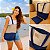 Tote Bag - Treliça Soft Azul com Tela Poliéster Bege - Imagem 1