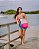 Bolsa de Praia com Necessaire na cor Pink Shine com Tela Branca - Imagem 2