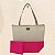 Bolsa de Praia com Necessaire na cor Pink Shine com Tela Palha - Imagem 1