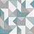 Papel de Parede Geométrico Azul Turquesa, Cinza e Branco Contemporâneo - Imagem 1