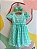Vestido Manga Curta Malagah Infantil Fem Chiffon Xadrez Verde/Branco - Imagem 1