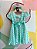 Vestido Manga Curta Malagah Infantil Fem Chiffon Xadrez Verde/Branco - Imagem 2