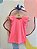 Blusa Manga Curta Kukie Infantil Fem Neon Lisa Canelada Rosa - Imagem 1