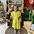 Vestido Manga Curta Momi Infantil Fem Midi Abertura Lateral Verde Lima - Imagem 1