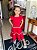 Vestido Manga Curta Momi Infantil Fem Midi 3 Marias C/Detalhe Vermelho - Imagem 1