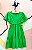 Vestido Manga Curta Momi Infantil Fem Liso Abertura Lateral Verde - Imagem 2