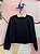 Blusa manga longa menina Momi Manga Bufante Strass Preto - Imagem 1