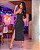 Vestido Midi Linho Bordado Cruzado Preto - Imagem 3