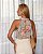 Regata Floral Decote Alto Com Jabots Doce Flor - Imagem 2