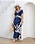Vestido Midi Em Viscose Decote V Mangas Curtas Floral - Imagem 1