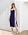 Vestido Midi Em Viscose Bicolor Decote V - Imagem 4