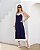 Vestido Midi Em Viscose Bicolor Decote V - Imagem 1