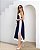 Vestido Midi Em Viscose Bicolor Decote V - Imagem 2