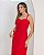 Vestido Midi Decote Coração Alça Fina Botão Frontal - Imagem 3