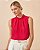 Blusa Crepe Decote Alto Com Pregas e Renda Milalai - Imagem 9