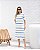 Vestido Midi Listras Mangas Curtas E Fenda Lateral - Imagem 2