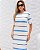 Vestido Midi Listras Mangas Curtas E Fenda Lateral - Imagem 5