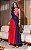 Vestido Midi Alfaiataria Decote V Tricolor - Imagem 1