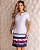 Vestido Tubo Listras Estampado Decote V - Imagem 1