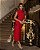 Vestido Midi Reto Gola Alta com Fenda Vermelho - Imagem 1