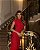 Vestido Midi Reto Gola Alta com Fenda Vermelho - Imagem 4