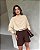 Blusa Satin Manga Longa Drapeado Ombro Doce Flor - Imagem 1