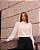 Blusa Crepe Gola Alta Com Renda No Ombro Milalai - Imagem 2