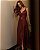 Vestido Midi Couro Sintético Fenda Frontal E Cinto Faixa - Imagem 1