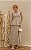 Vestido Midi Tricoline Listrado Com Peplum - Imagem 1