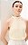 Regata Halter Em Crepe Com Renda Milalai - Imagem 7