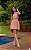 Vestido Curto Em Chiffon Estampado Flores Rosa Balone - Imagem 1