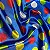 Tecido Cetim Estampado 1,40x1,00m Azul Bolas Coloridas - Imagem 2