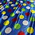 Tecido Cetim Estampado Azul Bolas Coloridas 1,40m Festas e Fantasias - Imagem 3