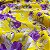 Tecido Viscose Amarelo Flor Roxa 1,40m Floral Para Roupas - Imagem 1