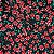 Tecido Viscose Preto Flores Vermelhas 1,40m Para Roupas - Imagem 3