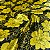 Tecido Cetim Preto flores amarelas 1,40m Decoração de Festas e Fantasias - Imagem 1