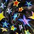 Tecido Cetim Estampado Preto Estrelas Coloridas 1,40m Festas e Fantasias - Imagem 1