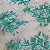 Tule Bordado Verde Tiffany Juliana 1,35x1,00m Fios 3D - Imagem 2