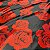 Tecido Cetim Estampado Preto Flor Cigana Vermelha 1,40m Artesanatos - Imagem 4